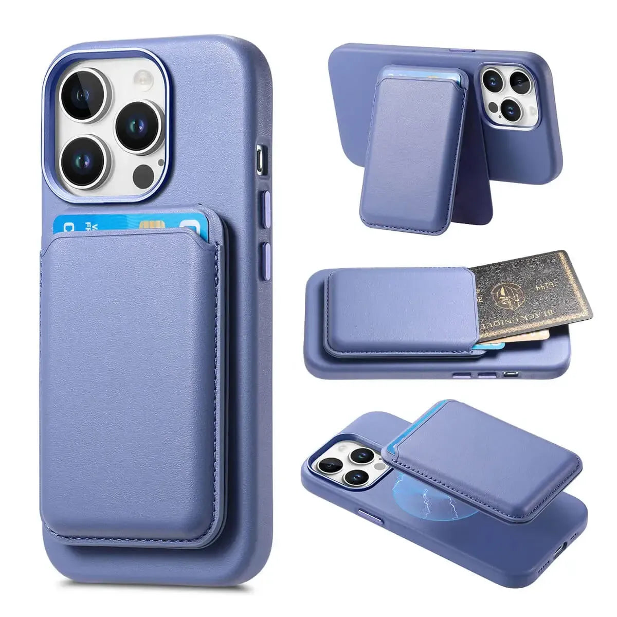 Caseles Full-Grain Leather iPhone Case with Card Holder, MagSafe Ready, Metal Buttons & Camera Bump Frame,Adrian at Caseles-iPhone 16 Pro Max, Andrew-Light Purple
