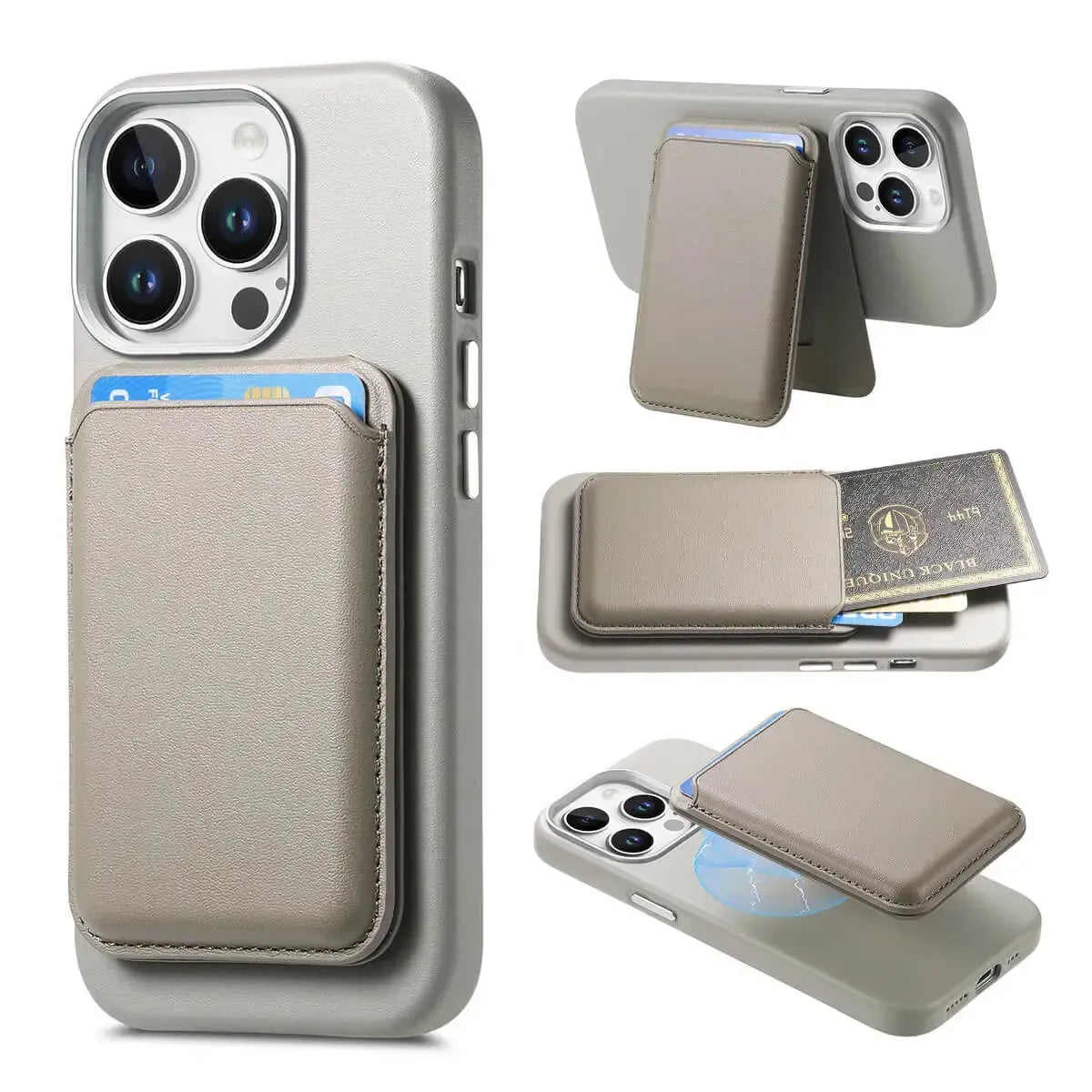 Caseles Full-Grain Leather iPhone Case with Card Holder, MagSafe Ready, Metal Buttons & Camera Bump Frame,Adrian at Caseles-iPhone 16 Pro Max, Beige
