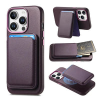 Caseles Full-Grain Leather iPhone Case with Card Holder, MagSafe Ready, Metal Buttons & Camera Bump Frame,Adrian at Caseles-iPhone 16 Pro Max, Purple