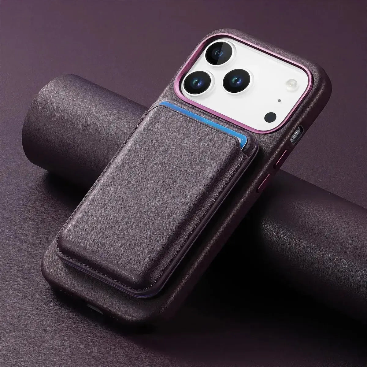 Caseles Full-Grain Leather iPhone Case with Card Holder, MagSafe Ready, Metal Buttons & Camera Bump Frame,Adrian at Caseles-iPhone 17 Pro Max, Black
