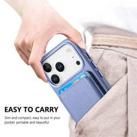 Caseles Full-Grain Leather iPhone Case with Card Holder, MagSafe Ready, Metal Buttons & Camera Bump Frame,Adrian at Caseles-iPhone 17 Pro Max, Black