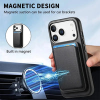 Caseles Full-Grain Leather iPhone Case with Card Holder, MagSafe Ready, Metal Buttons & Camera Bump Frame,Adrian at Caseles-iPhone 17 Pro Max, Black