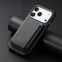 Caseles Full-Grain Leather iPhone Case with Card Holder, MagSafe Ready, Metal Buttons & Camera Bump Frame,Adrian at Caseles-iPhone 17 Pro Max, Black