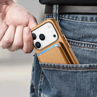 Caseles Full-Grain Leather iPhone Case with Card Holder, MagSafe Ready, Metal Buttons & Camera Bump Frame,Adrian at Caseles-iPhone 17 Pro Max, Black