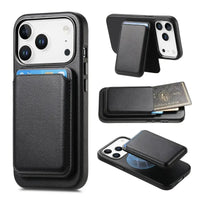 Caseles Full-Grain Leather iPhone Case with Card Holder, MagSafe Ready, Metal Buttons & Camera Bump Frame,Adrian at Caseles-iPhone 17 Pro Max, Black