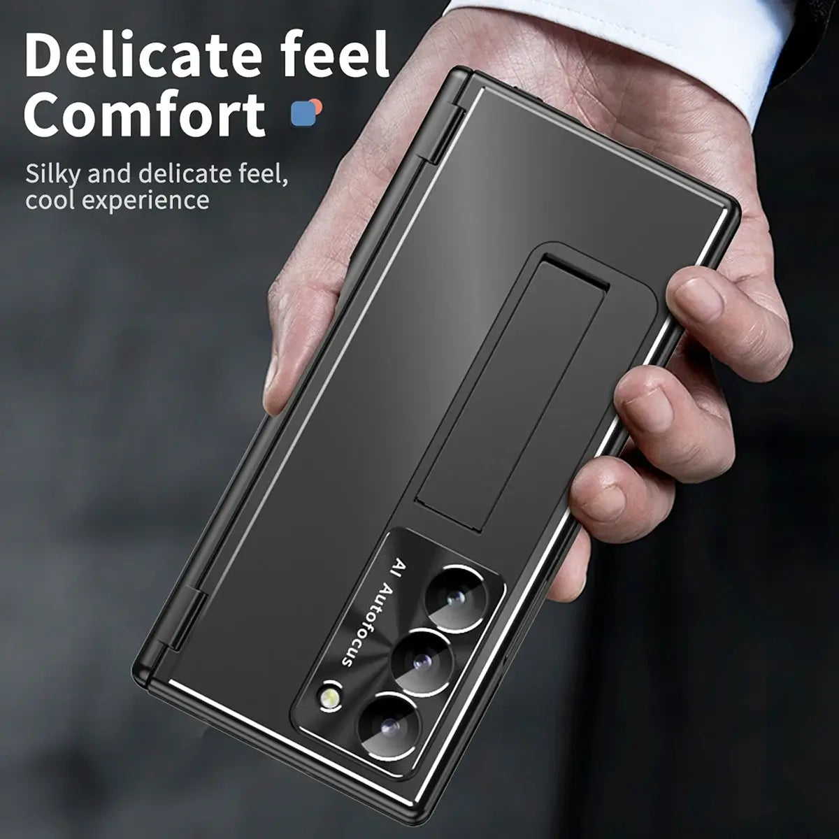 Buy Military-Grade Aluminum Alloy Case with Integrated S Pen & Holder, Hinge Protection & Kickstan - AERO at Caseles-Samsung Galaxy Z Fold 8 Ultra, DarkGold