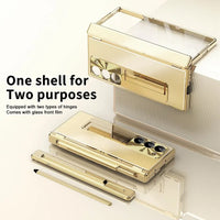 Buy Military-Grade Aluminum Alloy Case with Integrated S Pen & Holder, Hinge Protection & Kickstan - AERO at Caseles-Samsung Galaxy Z Fold 8 Ultra, DarkGold