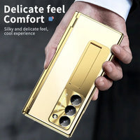 Buy Military-Grade Aluminum Alloy Case with Integrated S Pen & Holder, Hinge Protection & Kickstan - AERO at Caseles-Samsung Galaxy Z Fold 8 Ultra, DarkGold