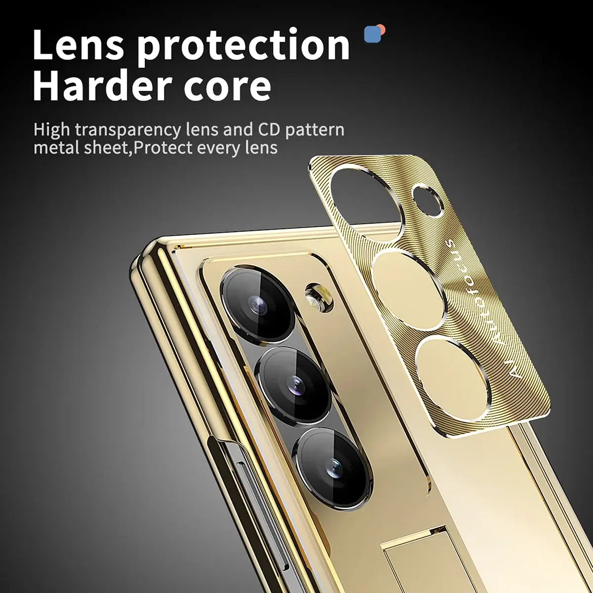 Buy Military-Grade Aluminum Alloy Case with Integrated S Pen & Holder, Hinge Protection & Kickstan - AERO at Caseles-Samsung Galaxy Z Fold 8 Ultra, DarkGold