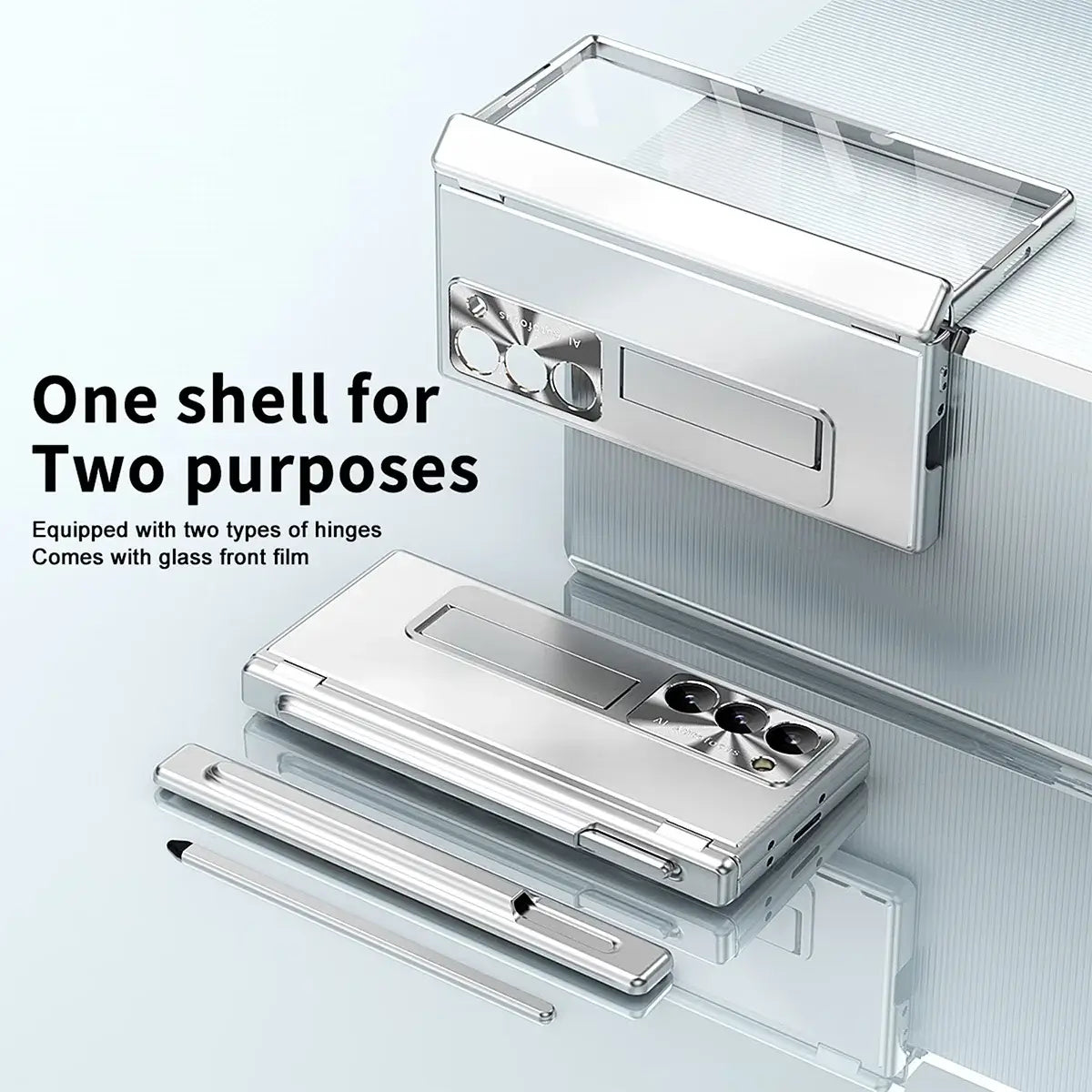 Buy Military-Grade Aluminum Alloy Case with Integrated S Pen & Holder, Hinge Protection & Kickstan - AERO at Caseles-Samsung Galaxy Z Fold 8 Ultra, DarkGold
