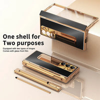 Buy Military-Grade Aluminum Alloy Case with Integrated S Pen & Holder, Hinge Protection & Kickstan - AERO at Caseles-Samsung Galaxy Z Fold 8 Ultra, DarkGold