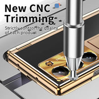 Buy Military-Grade Aluminum Alloy Case with Integrated S Pen & Holder, Hinge Protection & Kickstan - AERO at Caseles-Samsung Galaxy Z Fold 8 Ultra, DarkGold