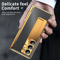 Buy Military-Grade Aluminum Alloy Case with Integrated S Pen & Holder, Hinge Protection & Kickstan - AERO at Caseles-Samsung Galaxy Z Fold 8 Ultra, DarkGold