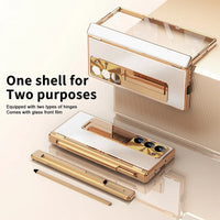Buy Military-Grade Aluminum Alloy Case with Integrated S Pen & Holder, Hinge Protection & Kickstan - AERO at Caseles-Samsung Galaxy Z Fold 8 Ultra, DarkGold