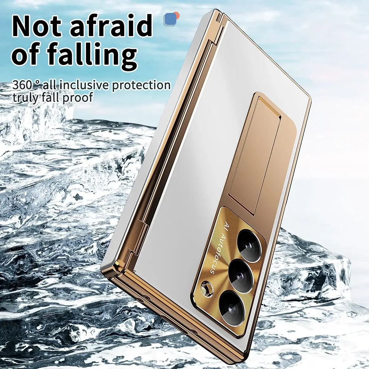 Buy Military-Grade Aluminum Alloy Case with Integrated S Pen & Holder, Hinge Protection & Kickstan - AERO at Caseles-Samsung Galaxy Z Fold 8 Ultra, DarkGold