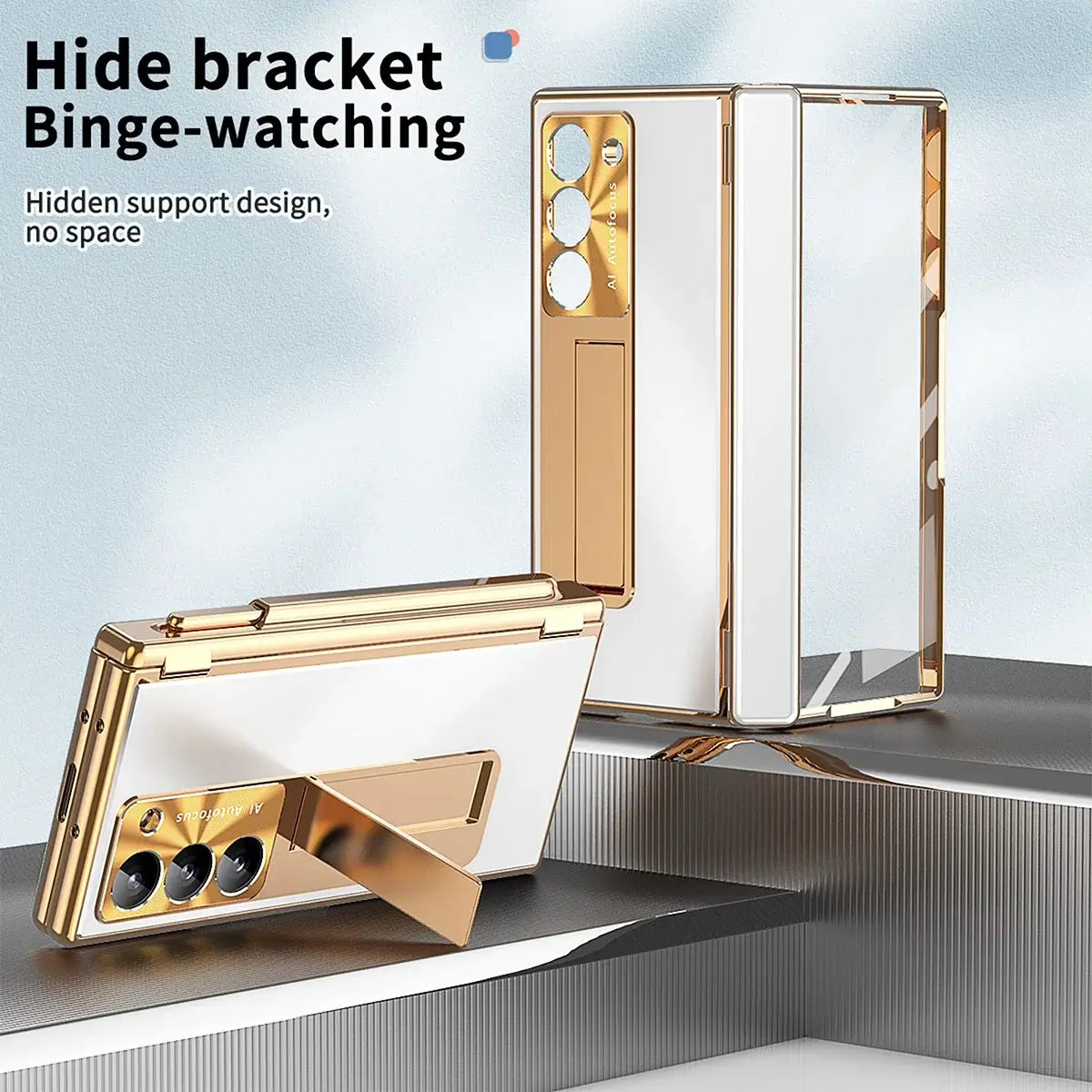 Buy Military-Grade Aluminum Alloy Case with Integrated S Pen & Holder, Hinge Protection & Kickstan - AERO at Caseles-Samsung Galaxy Z Fold 8 Ultra, DarkGold