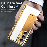Buy Military-Grade Aluminum Alloy Case with Integrated S Pen & Holder, Hinge Protection & Kickstan - AERO at Caseles-Samsung Galaxy Z Fold 8 Ultra, DarkGold