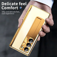 Buy Military-Grade Aluminum Alloy Case with Integrated S Pen & Holder, Hinge Protection & Kickstan - AERO at Caseles-Samsung Galaxy Z Fold 8 Ultra, DarkGold