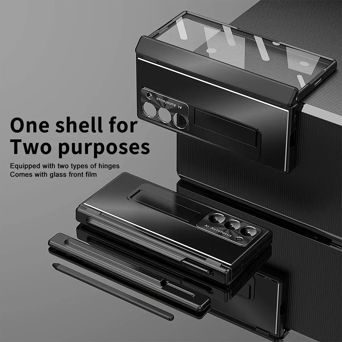 Buy Military-Grade Aluminum Alloy Case with Integrated S Pen & Holder, Hinge Protection & Kickstan - AERO at Caseles-Samsung Galaxy Z Fold 8 Ultra, DarkGold