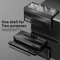 Buy Military-Grade Aluminum Alloy Case with Integrated S Pen & Holder, Hinge Protection & Kickstan - AERO at Caseles-Samsung Galaxy Z Fold 8 Ultra, DarkGold