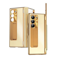 Buy Military-Grade Aluminum Alloy Case with Integrated S Pen & Holder, Hinge Protection & Kickstan - AERO at Caseles-Samsung Galaxy Z Fold 8 Ultra, DarkGold