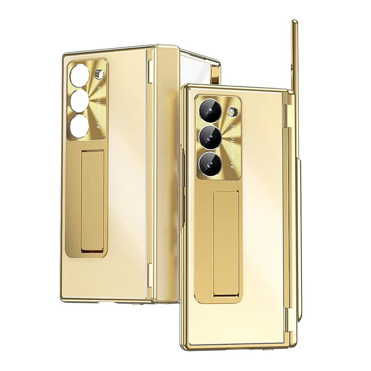 Buy Military-Grade Aluminum Alloy Case with Integrated S Pen & Holder, Hinge Protection & Kickstan - AERO at Caseles-Samsung Galaxy Z Fold 8 Ultra, Gold