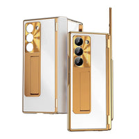 Buy Military-Grade Aluminum Alloy Case with Integrated S Pen & Holder, Hinge Protection & Kickstan - AERO at Caseles-Samsung Galaxy Z Fold 8 Ultra, Gold Silver