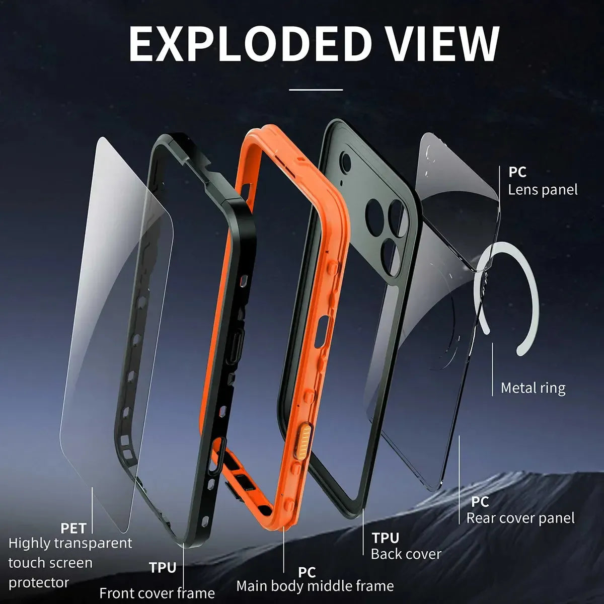 Buy IP68 Waterproof Phone Case, Support Magsafe, Built in Screen Protector, Full Body Heavy Duty Shockproof,Aiden at Caseles-iPhone 17 Pro Max, Black