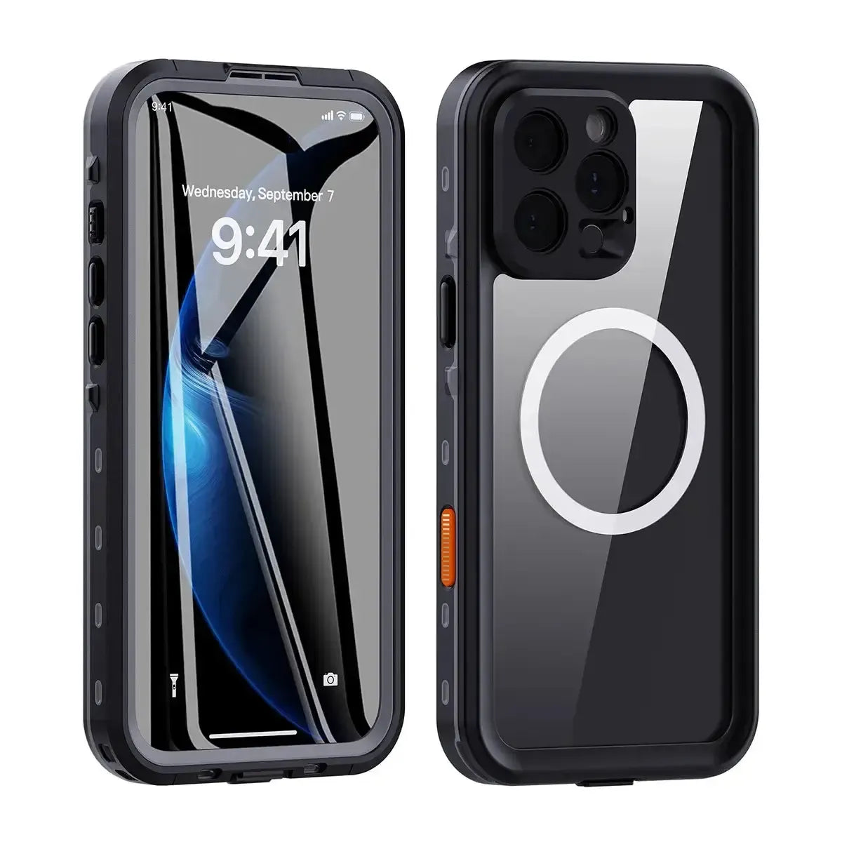Buy IP68 Waterproof Phone Case, Support Magsafe, Built in Screen Protector, Full Body Heavy Duty Shockproof,Aiden at Caseles-iPhone 17 Pro Max, Black
