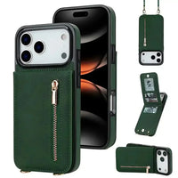 Buy Crossbody Wallet Phone Case, 5 Card Slots, Premium Leather, Kickstand Shockproof Case, Alina at Caseles-iPhone 17 Pro Max, Alina-Green