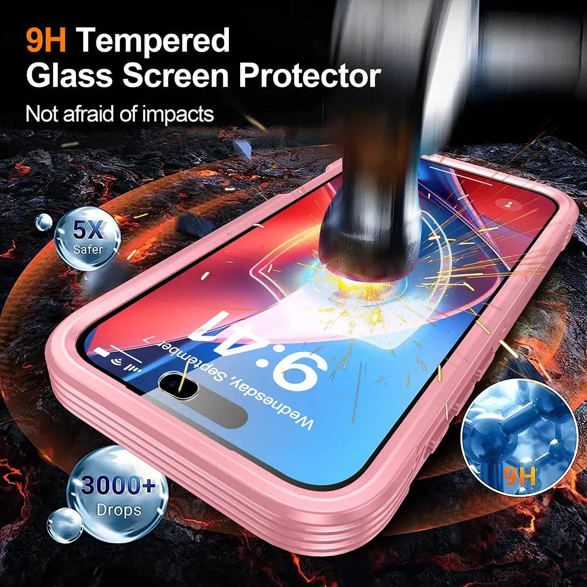 Buy Full-Body Rugged Shield for iPhone Series: 360° Magnetic Case with Built-in 9H+ Screen Protector - AQUA at Caseles-iPhone 18 Pro Max, Black