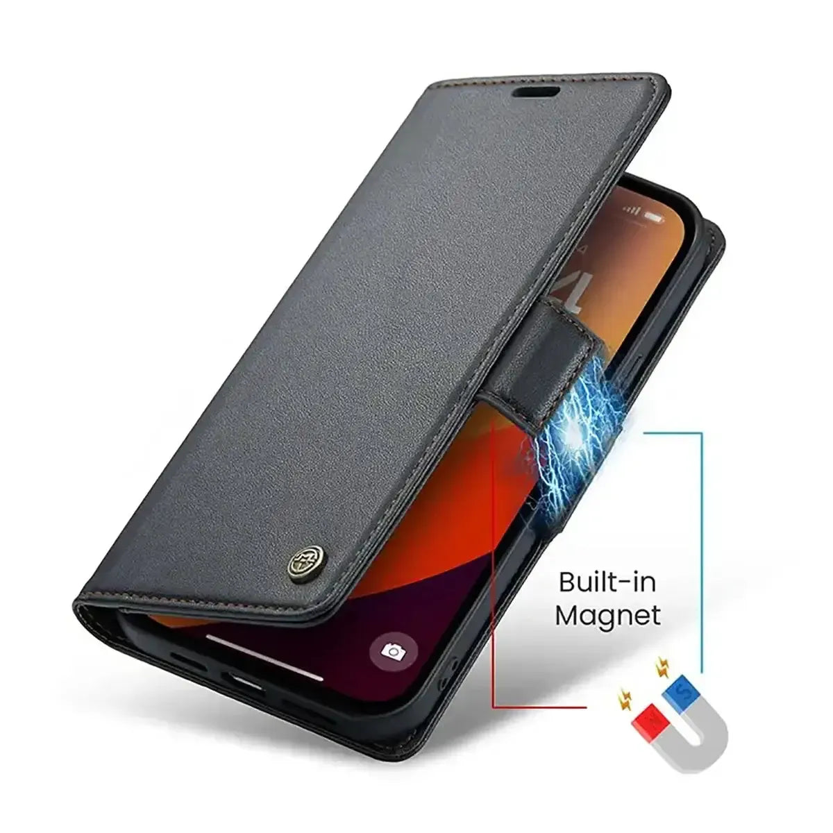 Buy Premium PU Leather Multi-Function Flip iPhone Case with Card Slots, Wallet Pocket, Kickstand, and Full-Body Protection, ARIA at Caseles-iPhone 17 Pro Max, Aria-Green
