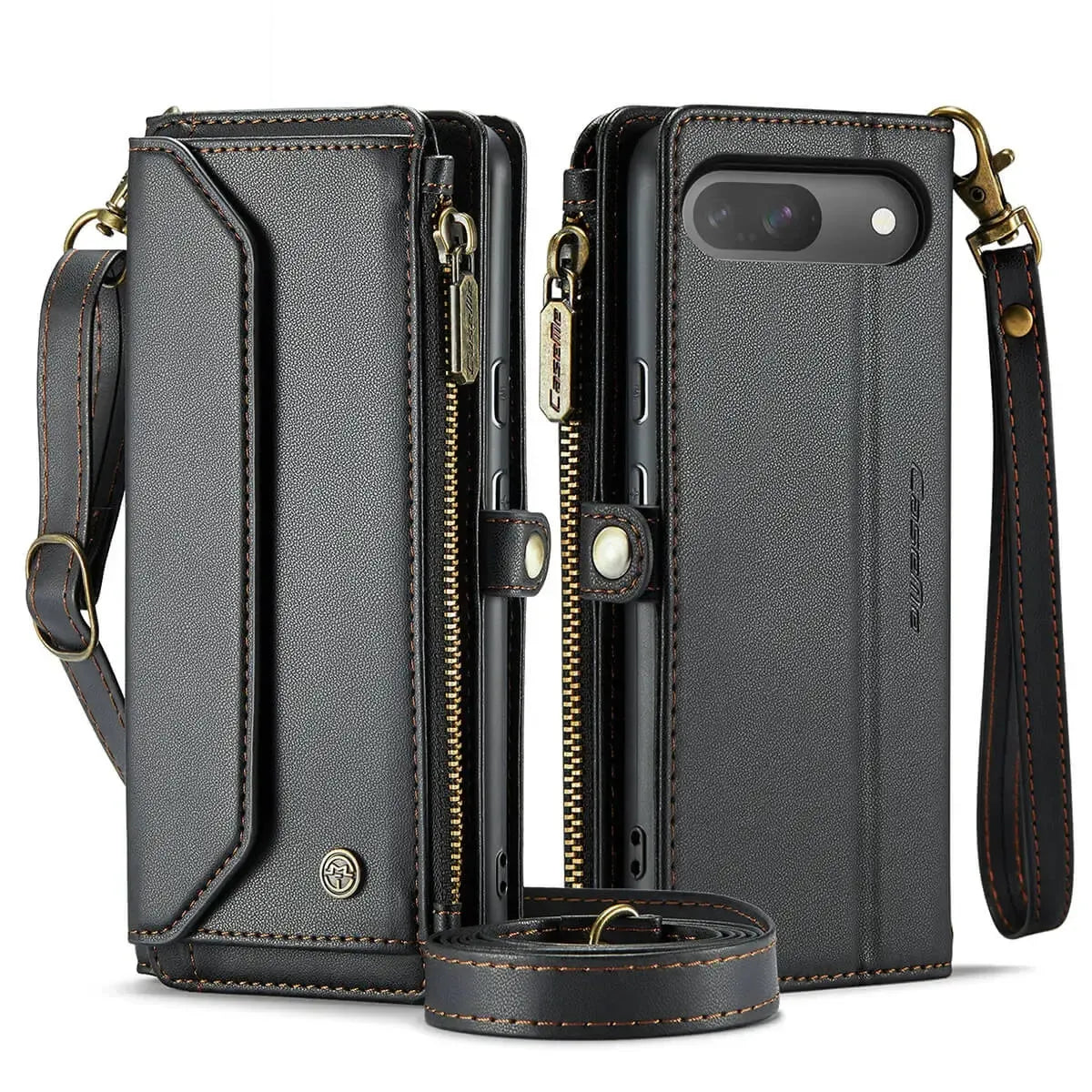 Buy Zipper Wallet Phone Case, RFID Blocking, Leather, Card Slots, for google pixel, Arora at Caseles-Google Pixel 9 Pro Fold, Aurora-Black