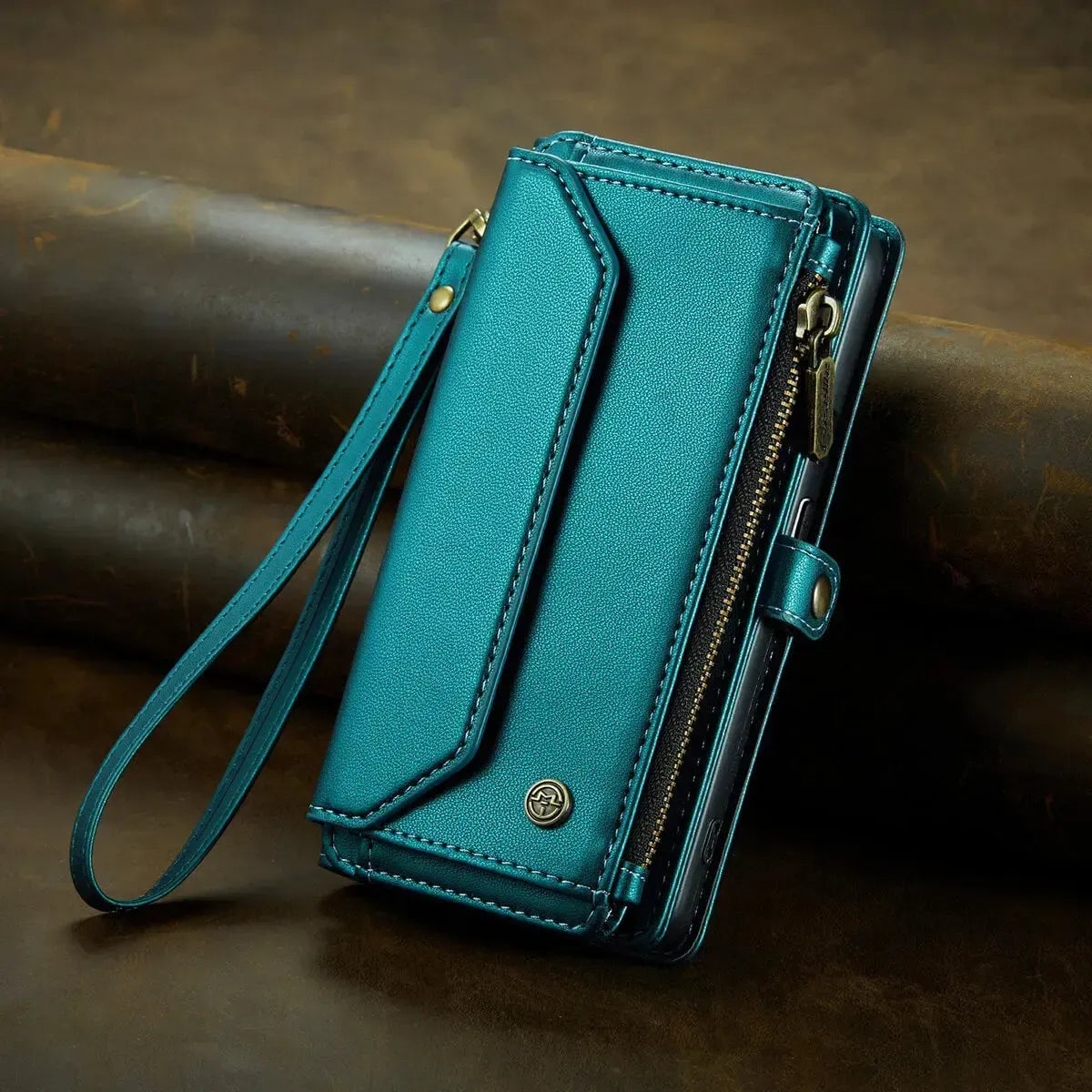 Buy Zipper Wallet Phone Case, RFID Blocking, Leather, Card Slots, for google pixel, Arora at Caseles-Google Pixel 9 Pro Fold, Aurora-Green