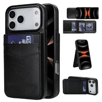 Buy Classic 5-6 Card Slots Wallet Phone Case, Premium Leather, Credit Card Holder, Flip, Kickstand Shockproof Case,Asher at Caseles-iPhone 17 Pro Max, Asher-Black