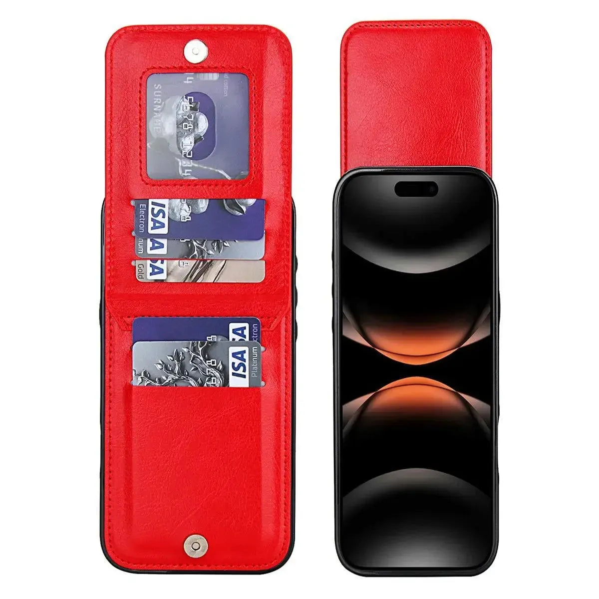 Buy Classic 5-6 Card Slots Wallet Phone Case, Premium Leather, Credit Card Holder, Flip, Kickstand Shockproof Case,Asher at Caseles-iPhone 17 Pro Max, Asher-Brown