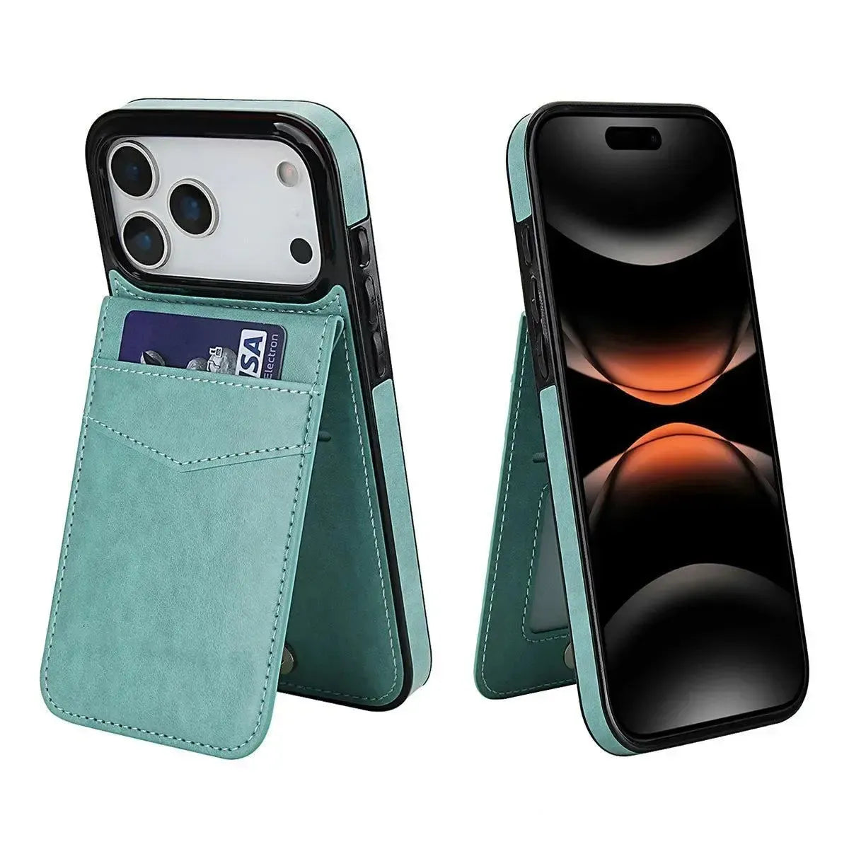 Buy Classic 5-6 Card Slots Wallet Phone Case, Premium Leather, Credit Card Holder, Flip, Kickstand Shockproof Case,Asher at Caseles-iPhone 17 Pro Max, Asher-Brown