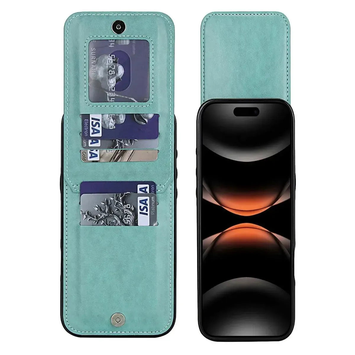 Buy Classic 5-6 Card Slots Wallet Phone Case, Premium Leather, Credit Card Holder, Flip, Kickstand Shockproof Case,Asher at Caseles-iPhone 17 Pro Max, Asher-Brown