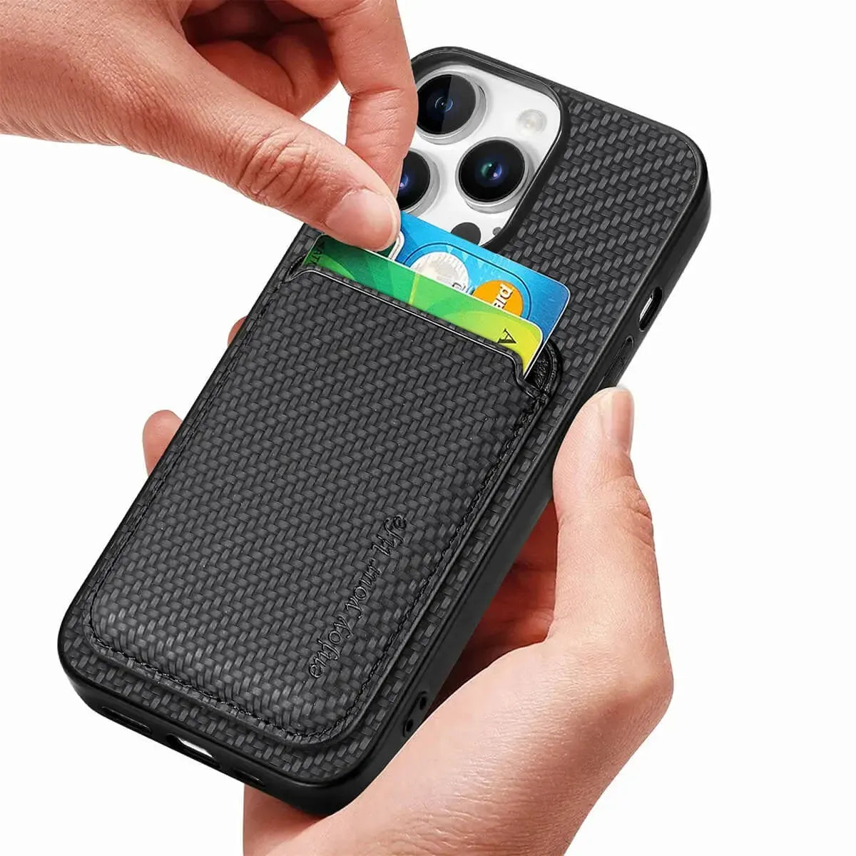 Buy Luxury Leather iPhone Wallet Case with Magnetic Closure & Card Slot - Ashton at Caseles-iPhone 16 Pro Max, Black