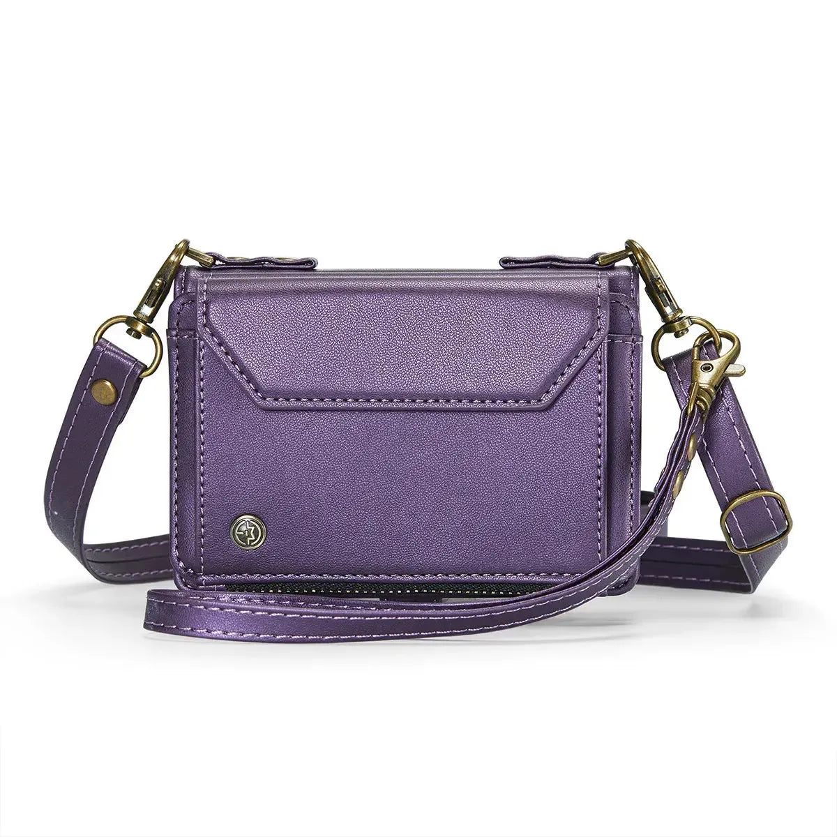 Buy Multifunctional Leather Crossbody Wallet Case with RFID Blocking & Wireless Charging for iPhone Duo - Aurelia at Caseles-iPhone Duo, Aurora-Purple