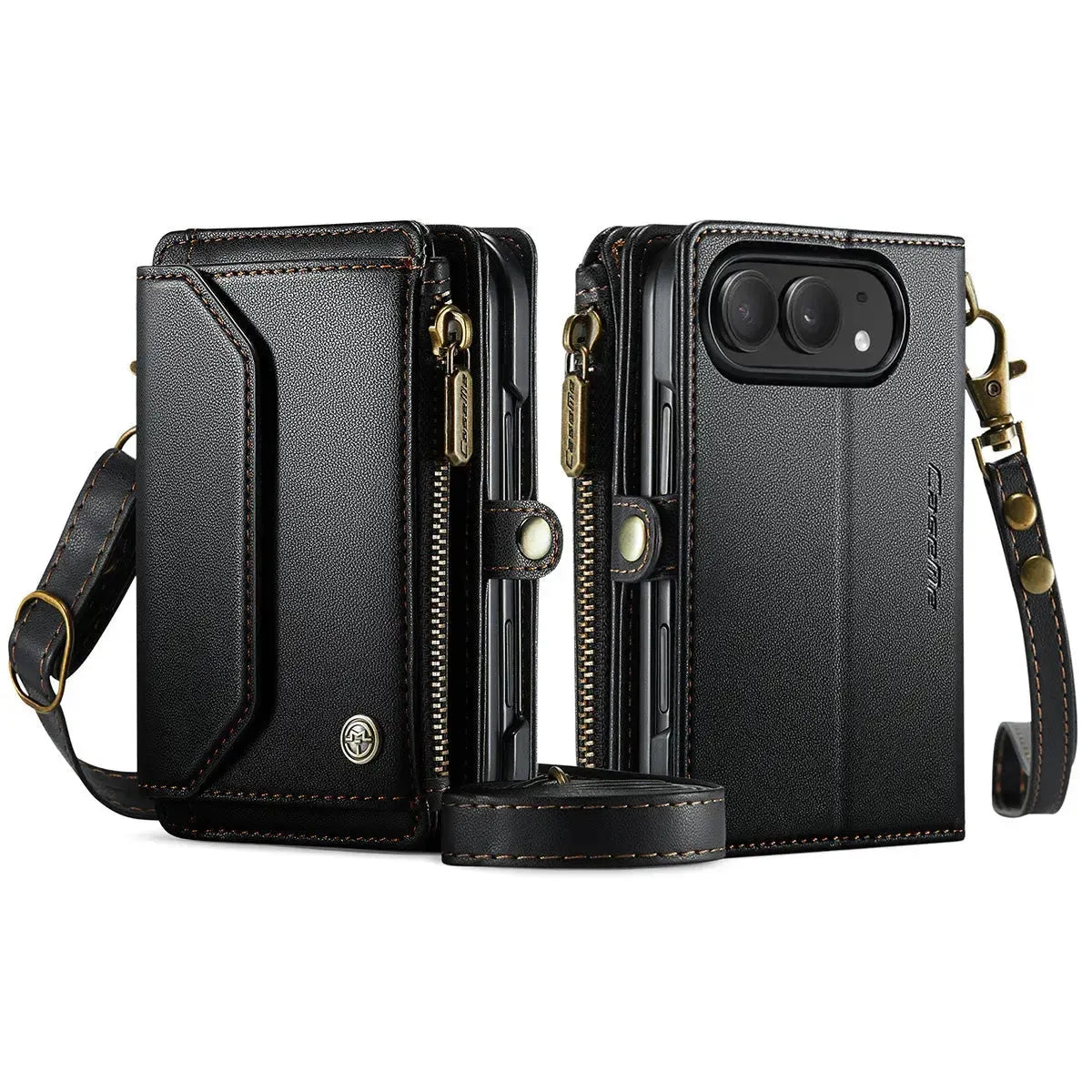 Buy Multifunctional Leather Crossbody Wallet Case with RFID Blocking & Wireless Charging for iPhone Duo - Aurelia at Caseles-iPhone Duo, Aurora-Purple