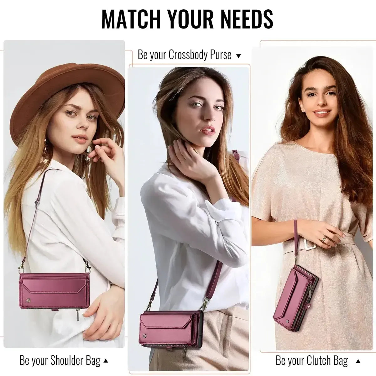 Buy Zipper Wallet Phone Case, RFID Blocking, Leather, Card Slots, for iPhone, Aurora at Caseles-iPhone 17 Pro Max, Aurora-Purple