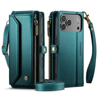 Buy Zipper Wallet Phone Case, RFID Blocking, Leather, Card Slots, for iPhone, Aurora at Caseles-iPhone 17 Pro Max, Aurora-Purple