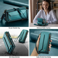 Buy Zipper Wallet Phone Case, RFID Blocking, Leather, Card Slots, for iPhone, Aurora at Caseles-iPhone 17 Pro Max, Aurora-Purple