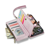 Buy Zipper Wallet Phone Case, RFID Blocking, Leather, Card Slots, for iPhone, Aurora at Caseles-iPhone 17 Pro Max, Aurora-Purple