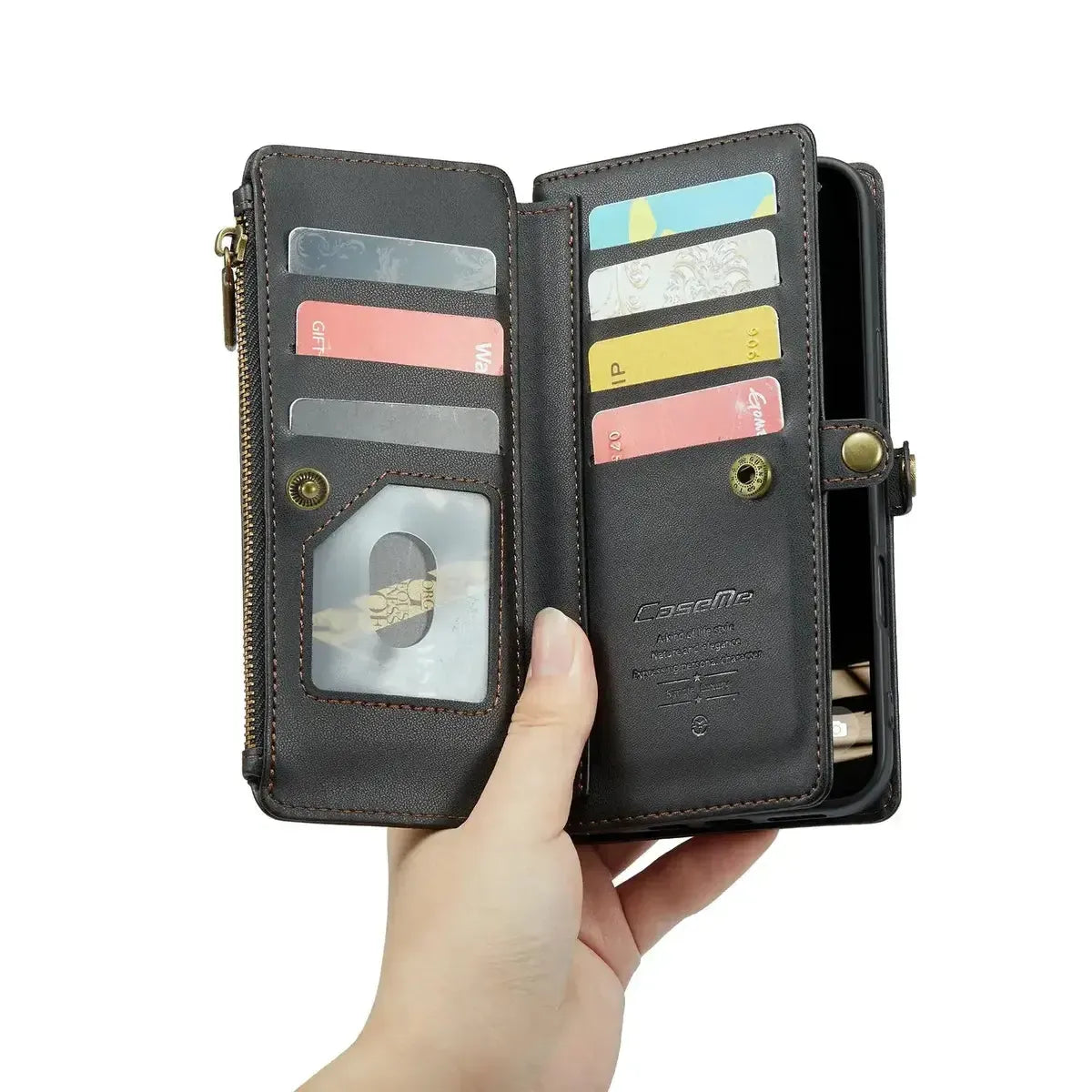 Buy Zipper Wallet Phone Case, RFID Blocking, Leather, Card Slots, for iPhone, Aurora at Caseles-iPhone 17 Pro Max, Aurora-Purple