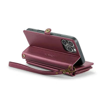 Buy Zipper Wallet Phone Case, RFID Blocking, Leather, Card Slots, for iPhone, Aurora at Caseles-iPhone 17 Pro Max, Aurora-Purple