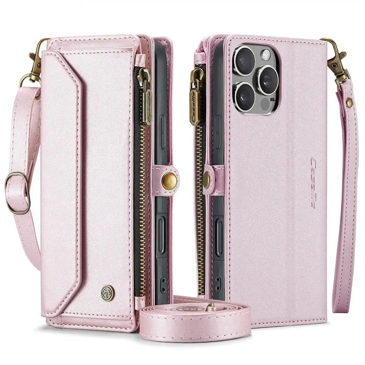 Buy Zipper Wallet Phone Case, RFID Blocking, Leather, Card Slots, for iPhone, Aurora at Caseles-iPhone 17 Pro Max, Aurora-Purple