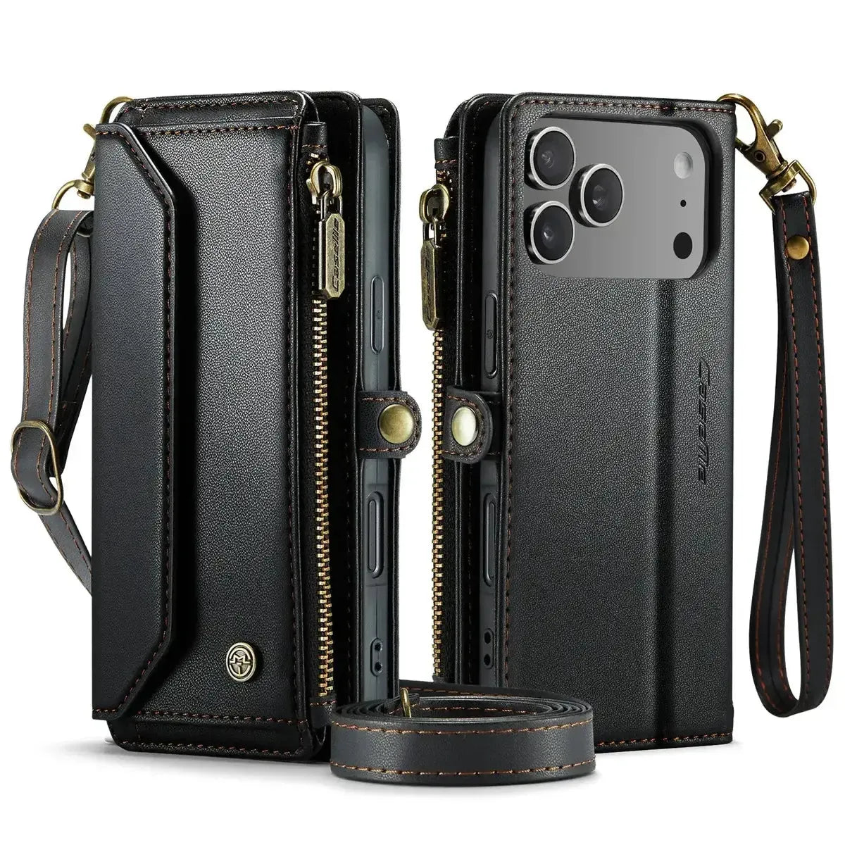 Buy Zipper Wallet Phone Case, RFID Blocking, Leather, Card Slots, for iPhone, Aurora at Caseles-iPhone 17 Pro Max, Aurora-Purple