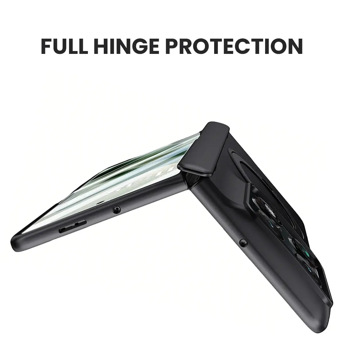 Buy Full-Body Matte Armor for Moto Razr Fold: 360° Rotating Stand, Hinge Shield & MagSafe - AXIS at Caseles-Motorola Razr Fold, HD Clear-Black